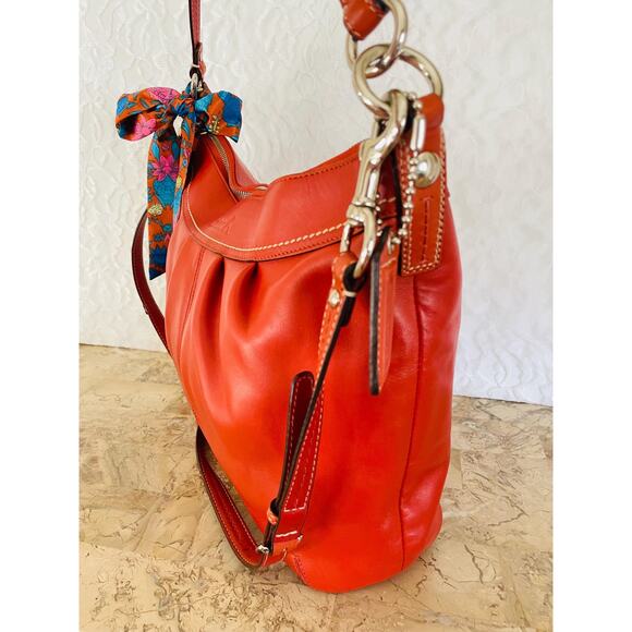 Coach Ergo Pleated hobo/soho red-orange Leather Shoulder Bag F13764 - Picture 5 of 11